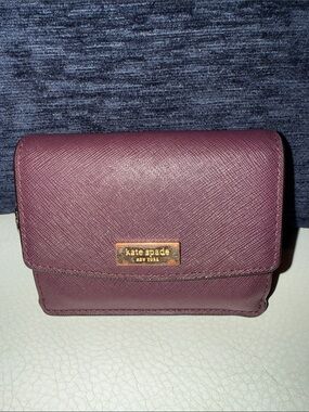 kate spade plum leather crossbody with gold plaque